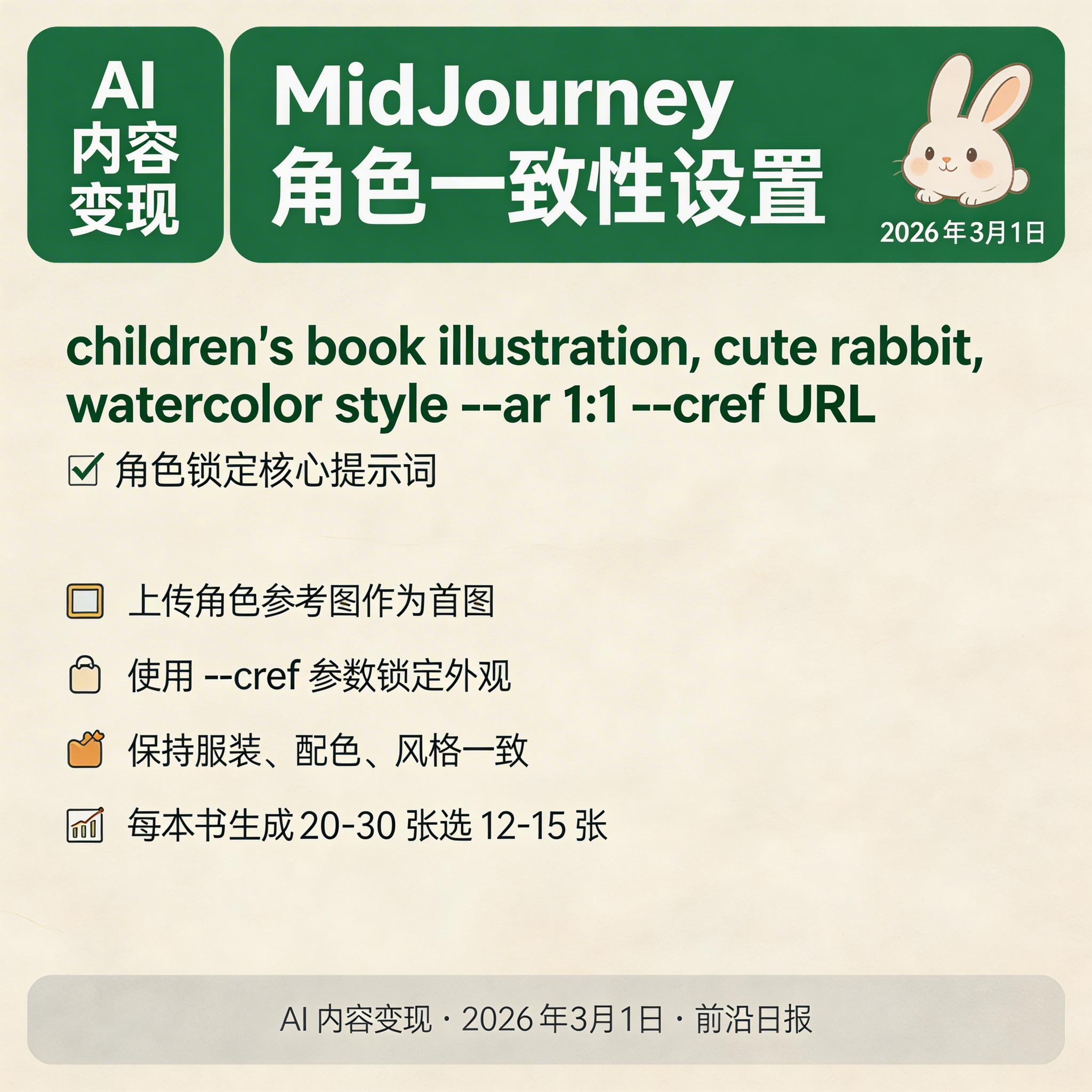 MidJourney 角色一致性设置教程