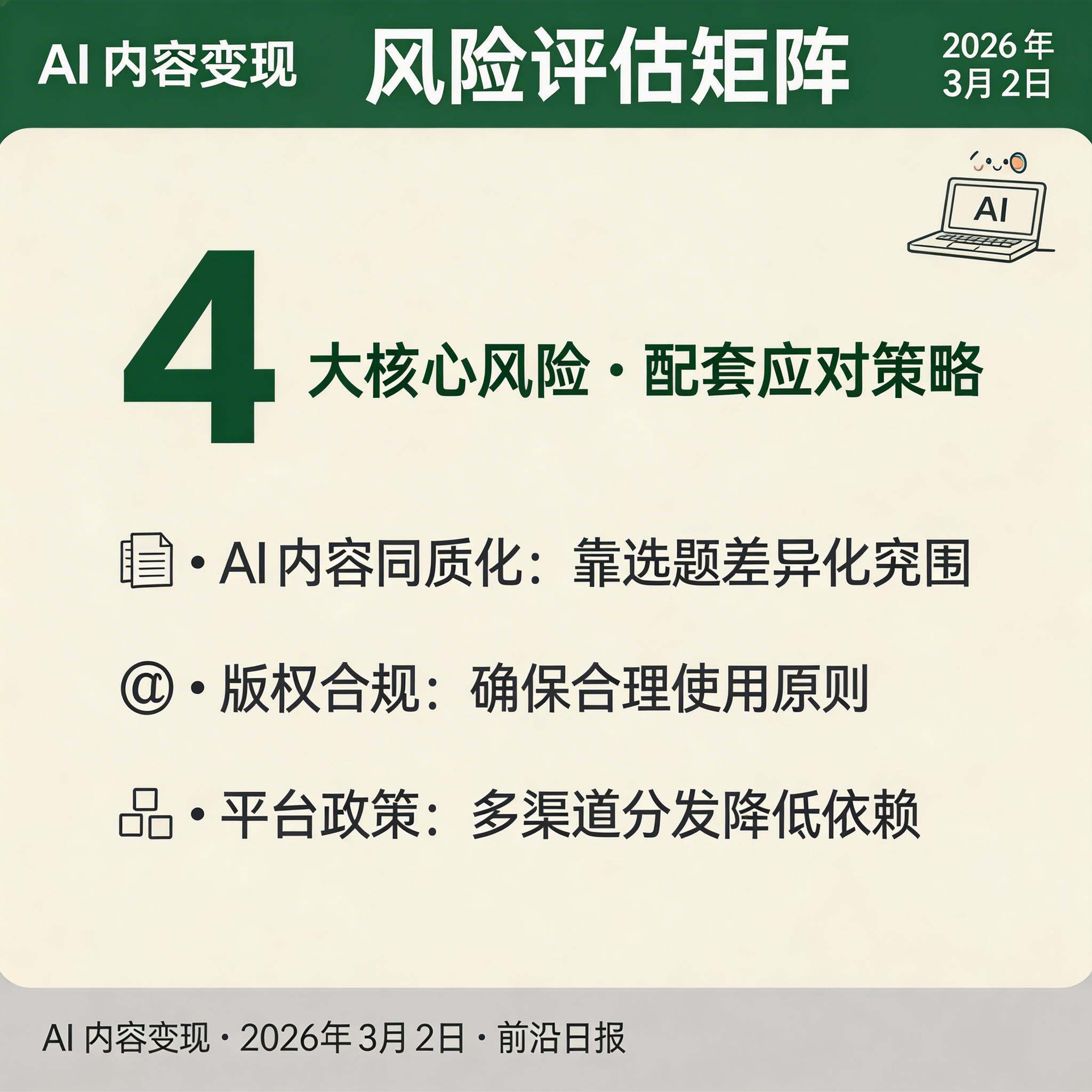 风险评估矩阵图：横轴影响程度，纵轴发生概率，四个象限标注不同风险