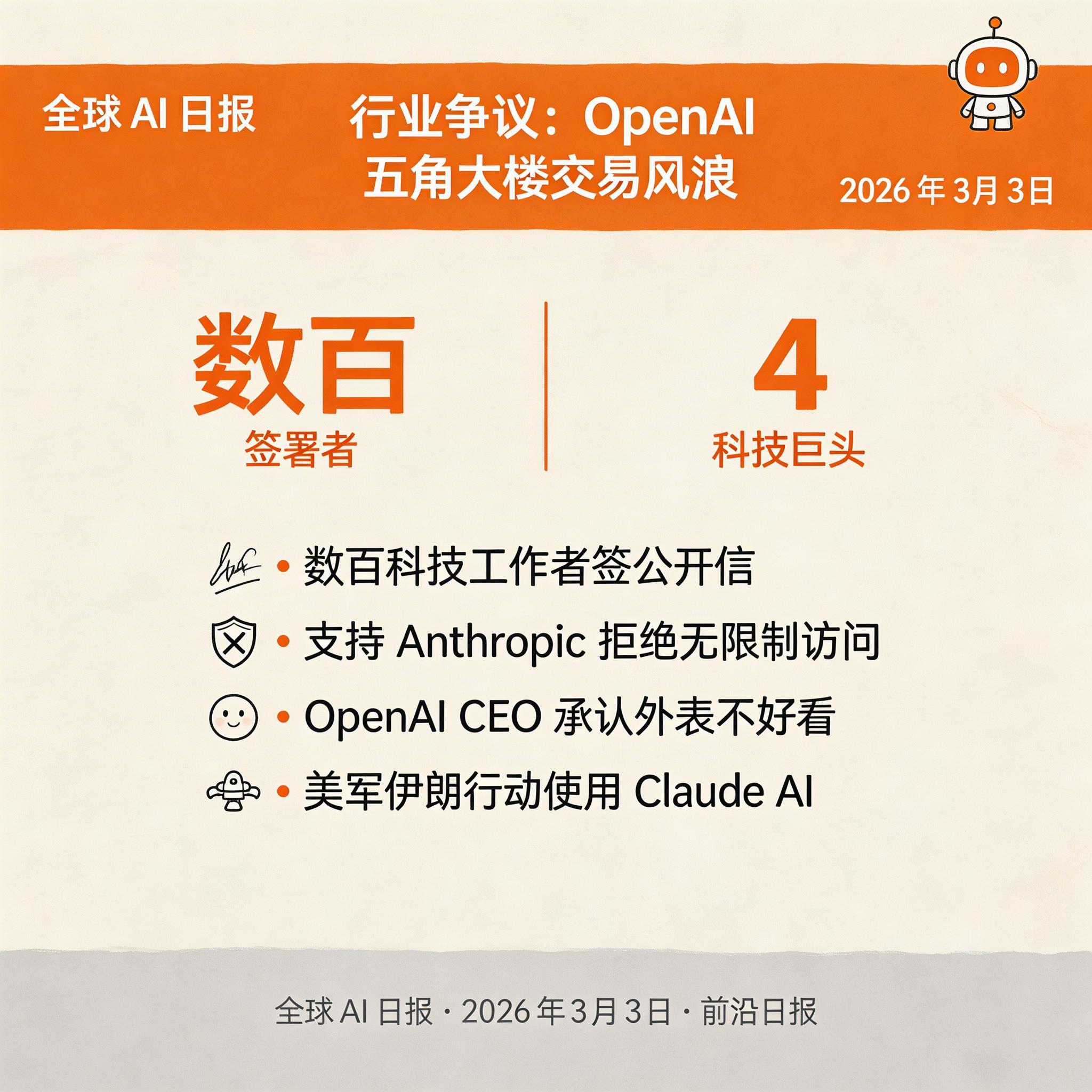 行业争议：OpenAI 五角大楼交易风波