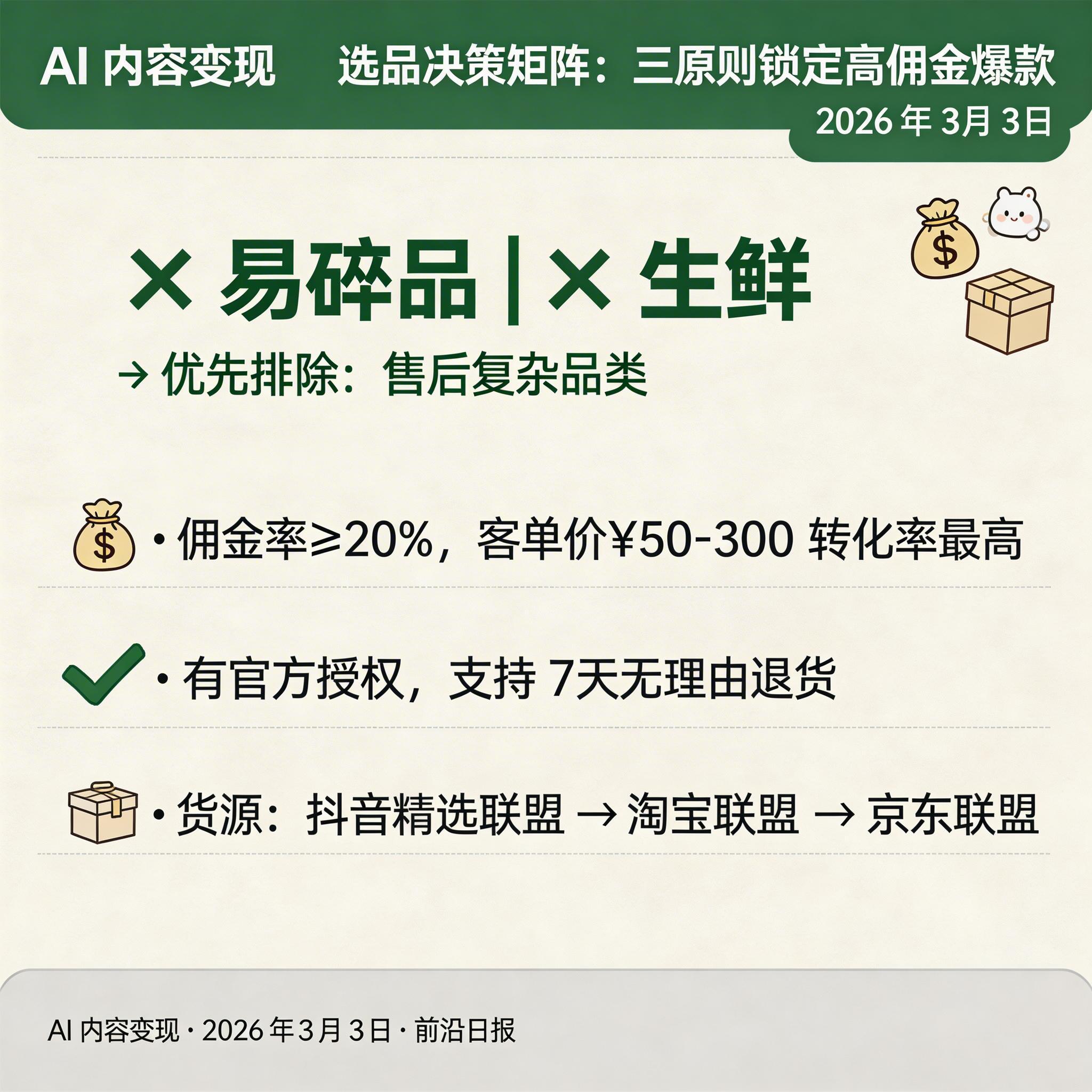 选品决策矩阵：佣金率、客单价、转化率三维评估