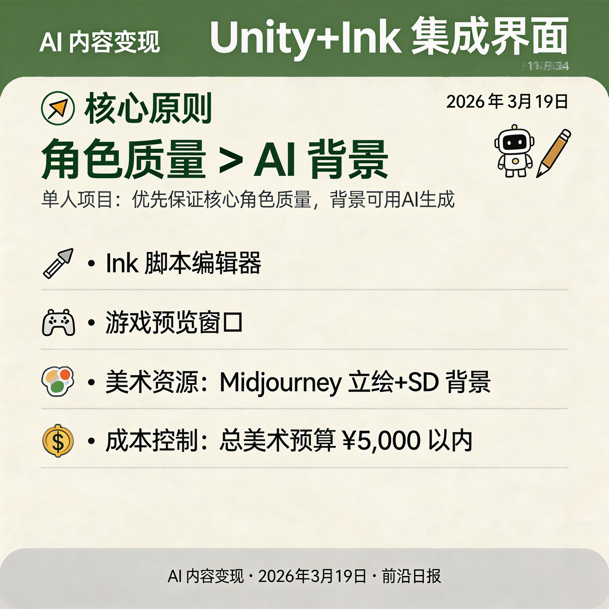 Unity 编辑器中的互动小说项目：左侧为 Ink 脚本，右侧为游戏预览窗口