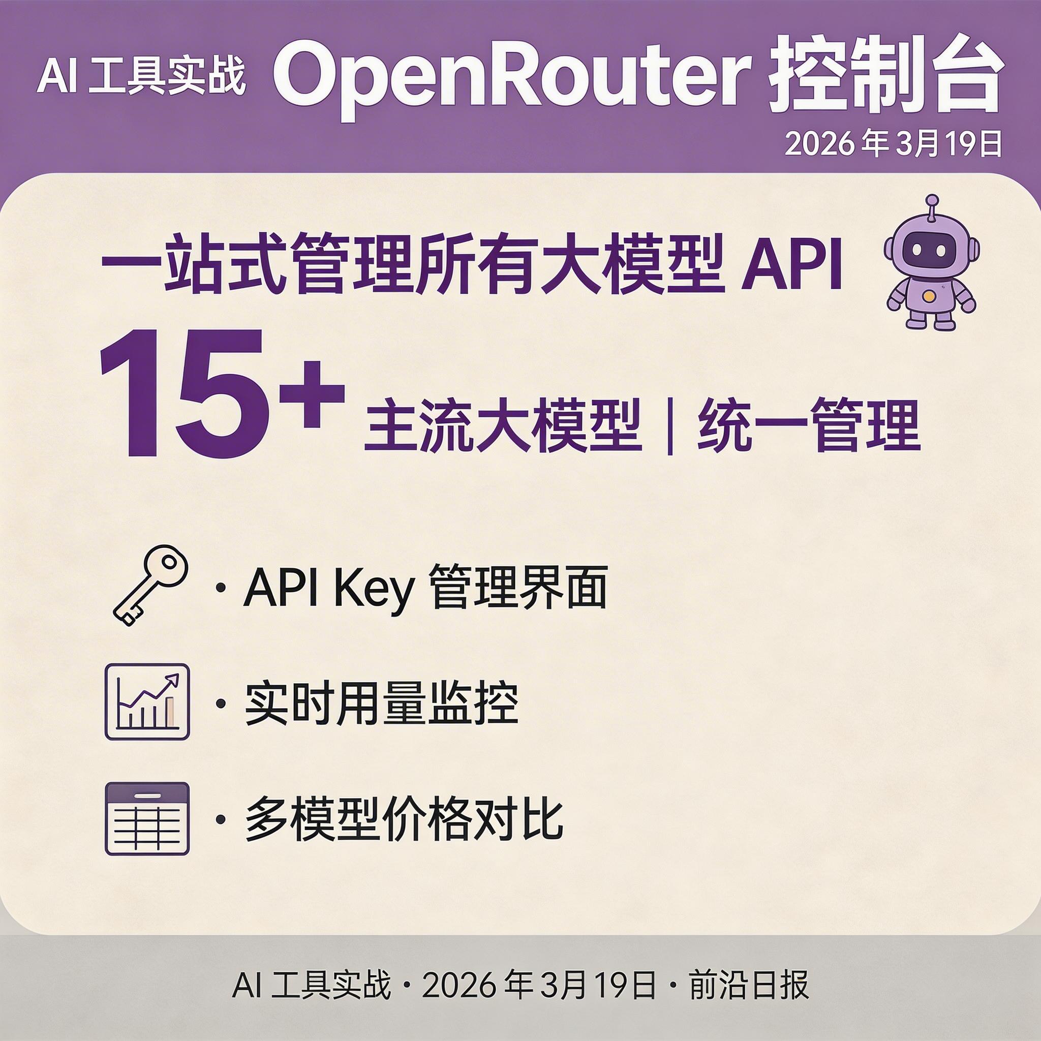 OpenRouter 控制台截图：API Key 获取位置