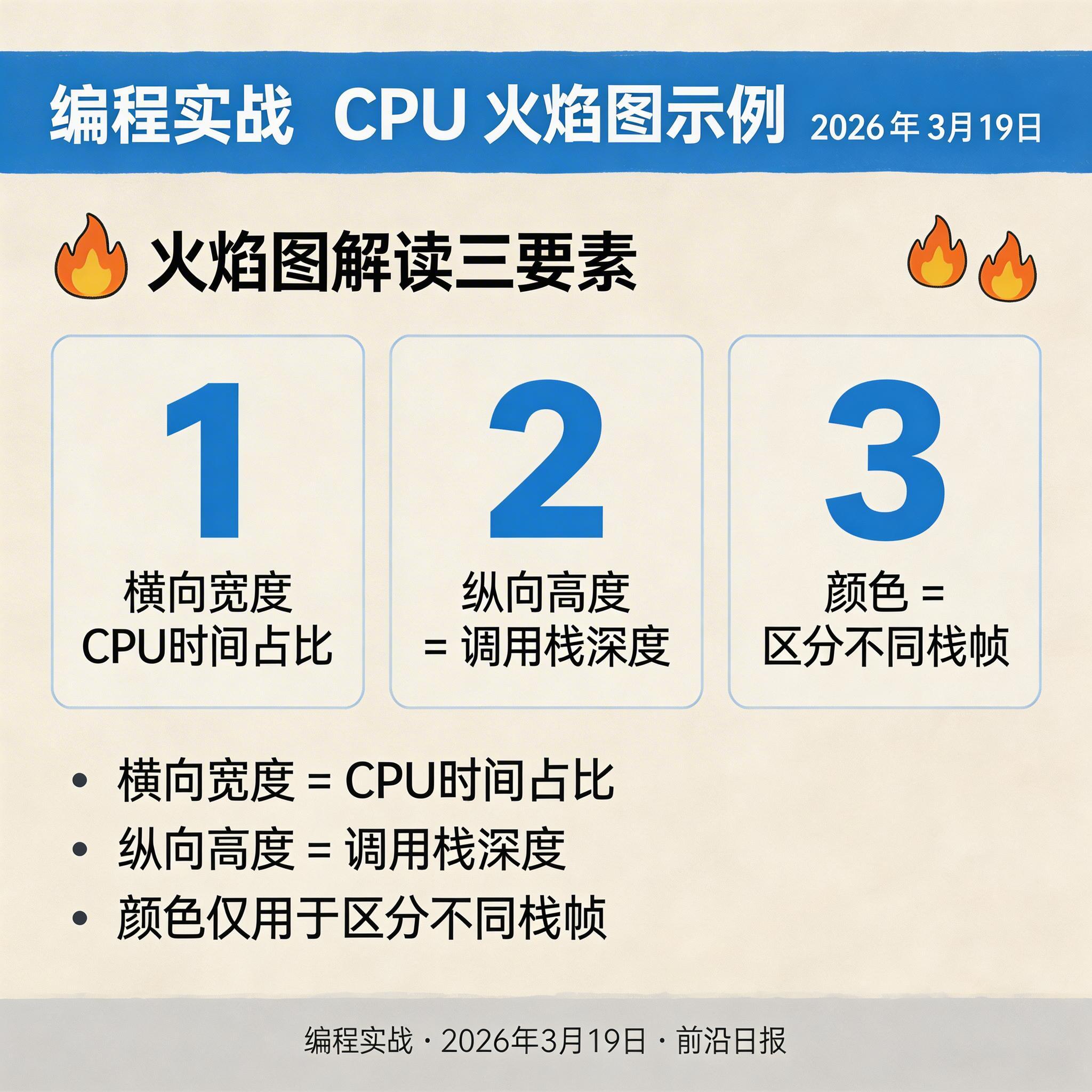 CPU 火焰图示例：显示热点函数调用栈