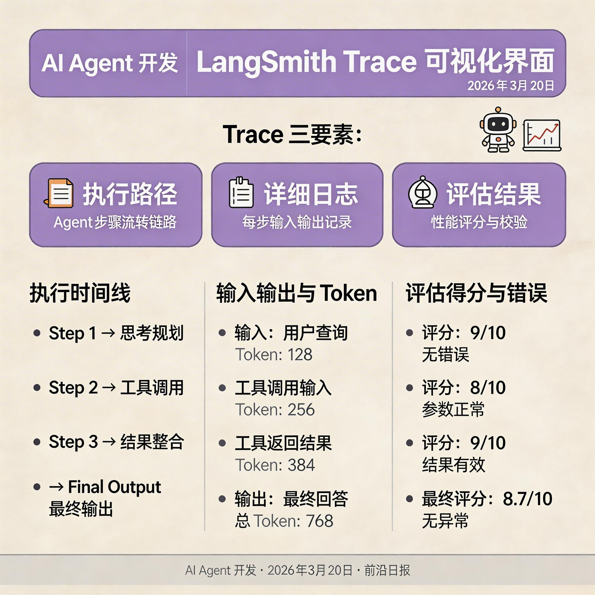 LangSmith Trace 可视化界面截图