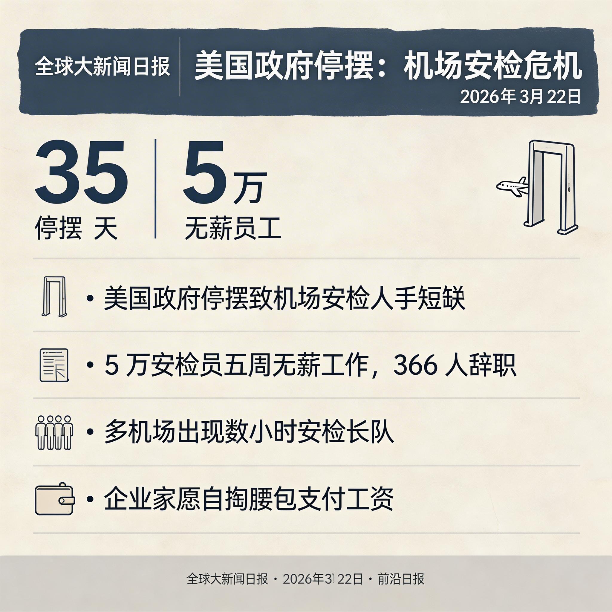 美国政府停摆：机场安检危机